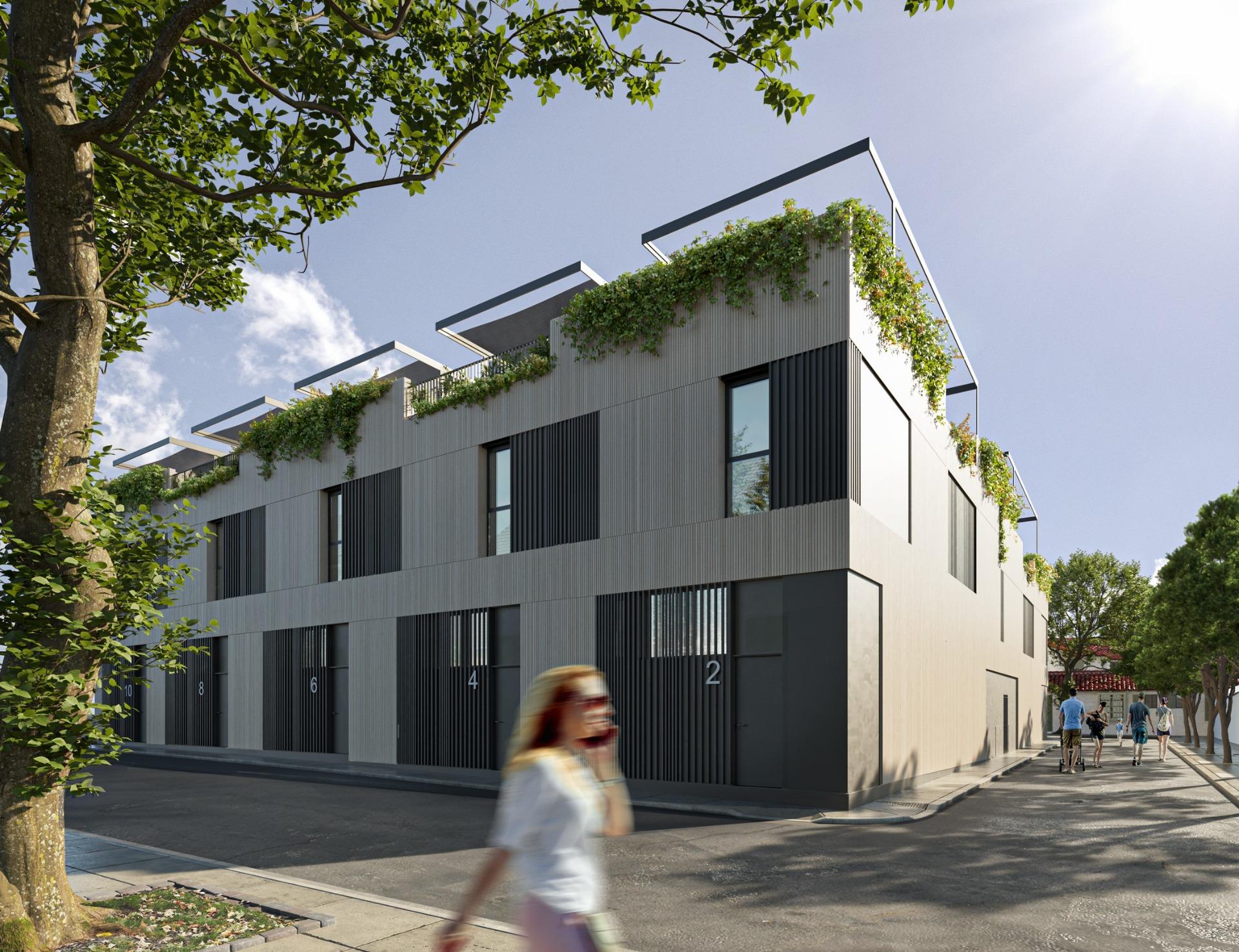 Neubau-Reihenhäuser in der Nähe des Strandes von Pedregalejo in Málaga