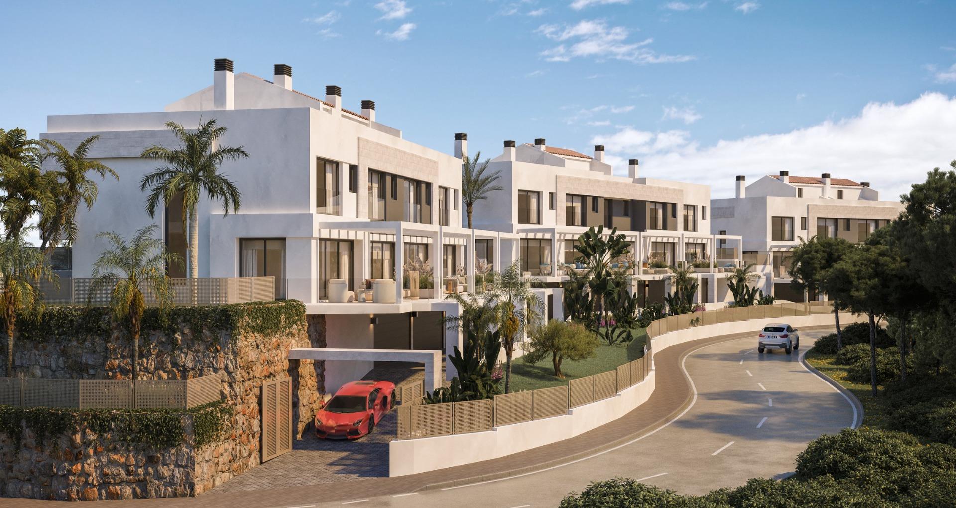 Neubau-Reihenhäuser mit Meerblick in der Nähe des Golfplatzes Miraflores in Calahonda