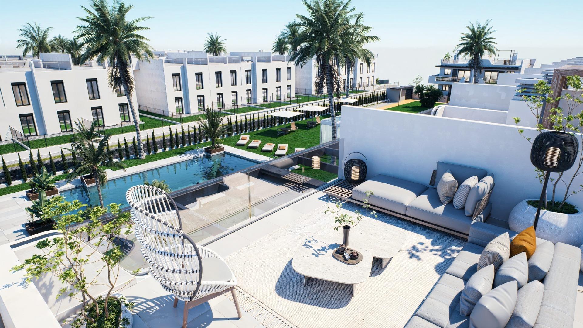 Nieuwbouwwoningen met tuin of solarium vlakbij het strand in Pilar de la Horadada