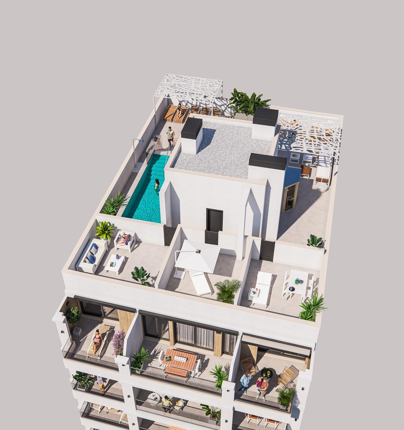 托雷维耶哈全新现代公寓待售，距Playa del Cura仅300m