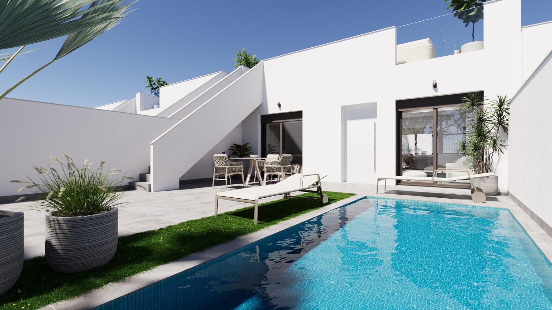 Moderne, nieuw gebouwde halfvrijstaande en rijwoningen met privézwembad in El Alba Resort-Torre Pacheco