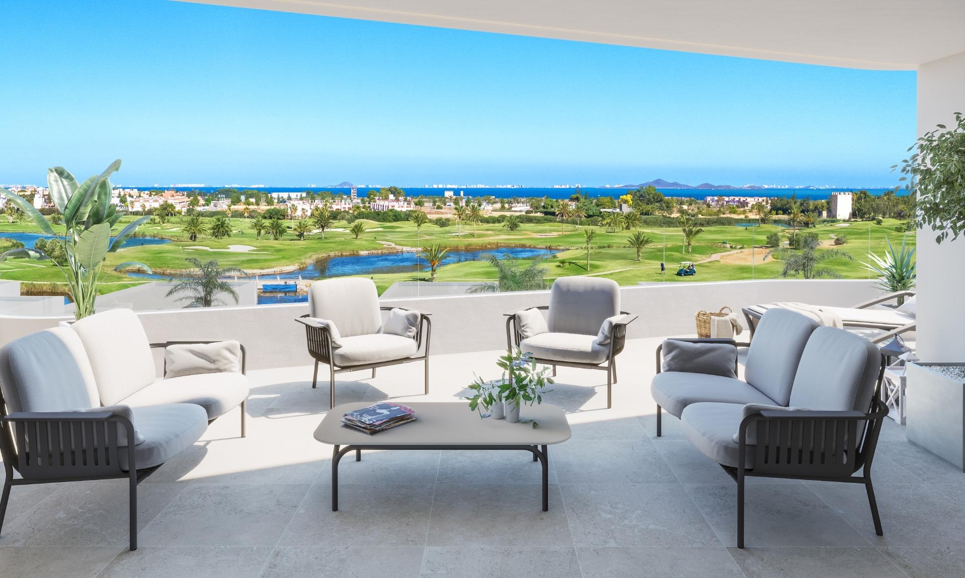 Apartamente și vile noi, pe prima linie de golf, în Los Alcazares, Costa Calida