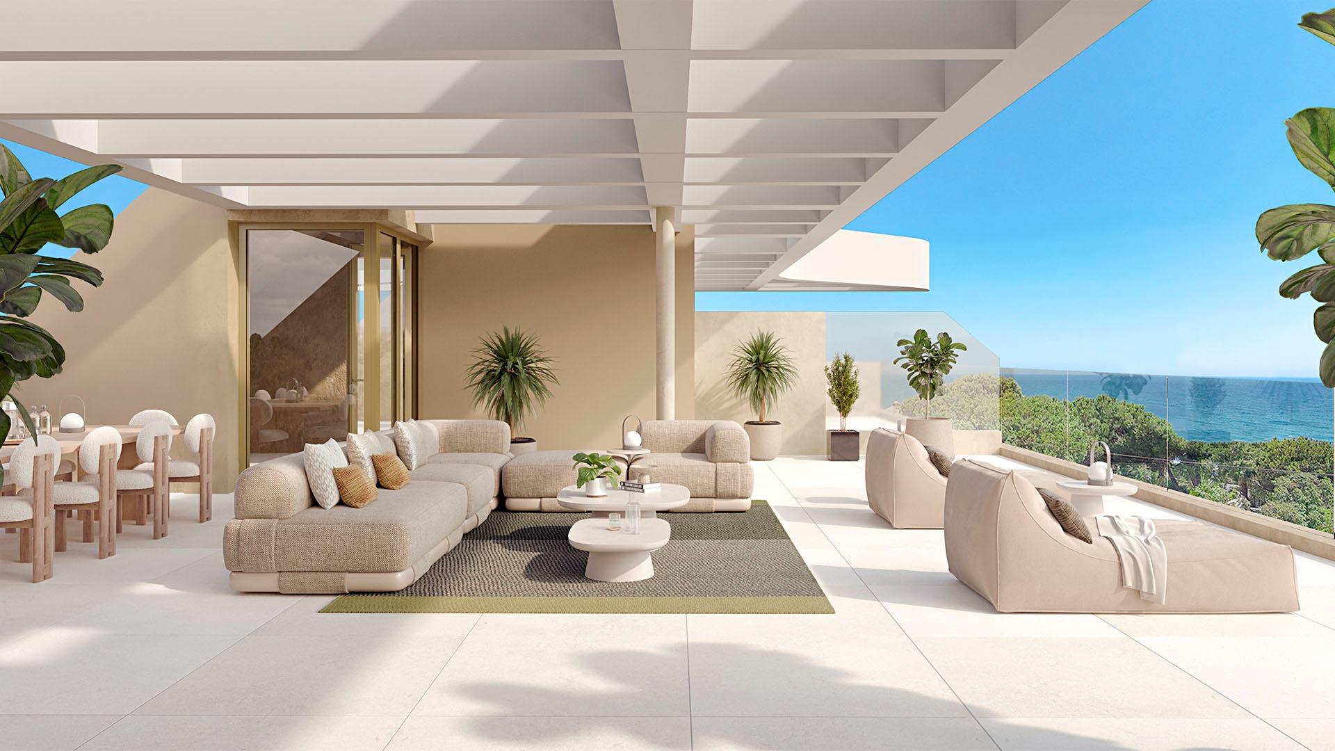 Apartamente noi cu vedere panoramică la mare în Torrenueva, Mijas