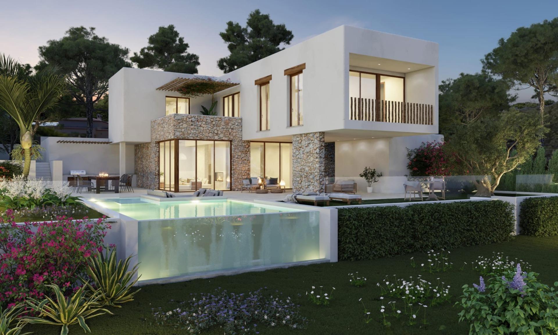 Vilă de lux în stil Ibiza cu vedere panoramică în Las Laderas, Xàbia