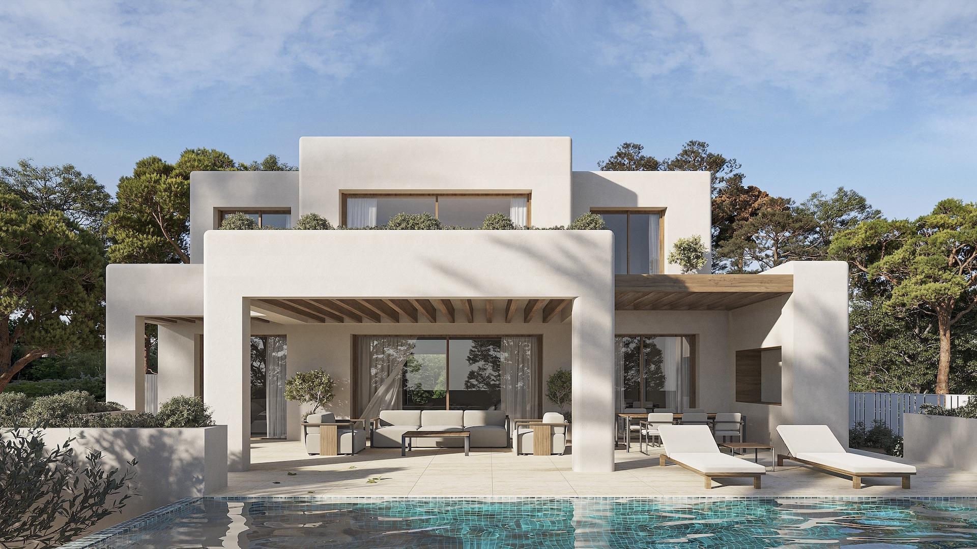 Villa met zeezicht en Ibiza-charme in La Fustera, Benissa