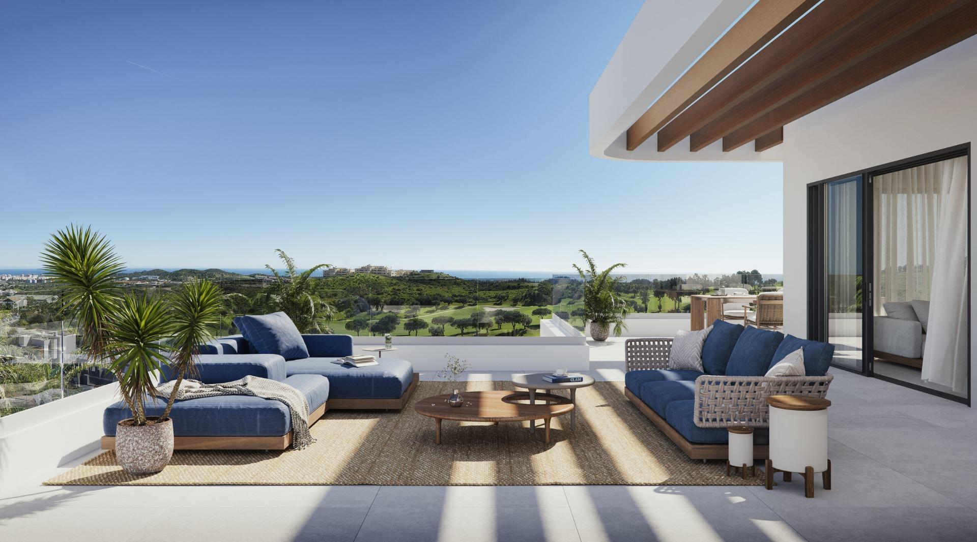 Luxe nieuwbouwappartementen in Cerrado del Águila Golf, Mijas met uitzicht op zee en golfbaan