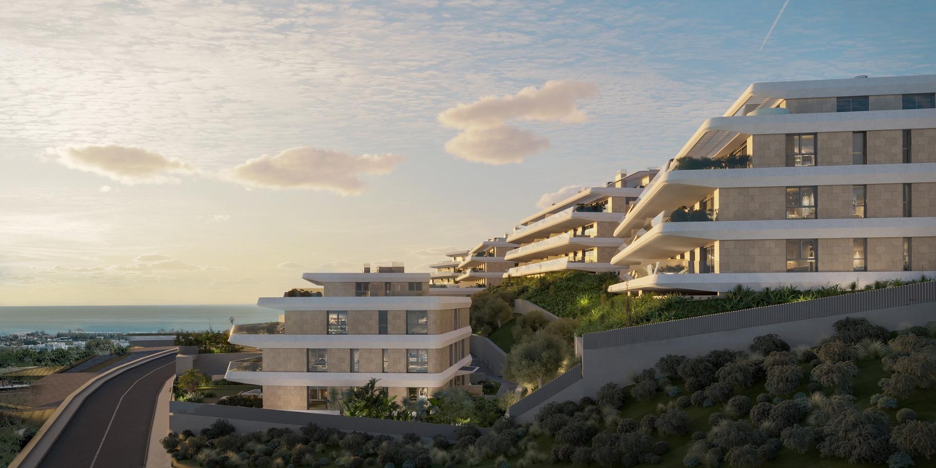 Nieuwbouwappartementen met uitzicht op zee in Selwo, Estepona