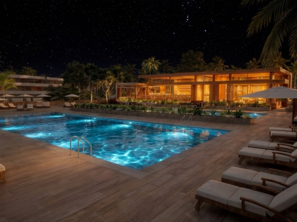 Piscina 2 - suelo de madera - 5K - noche Duży